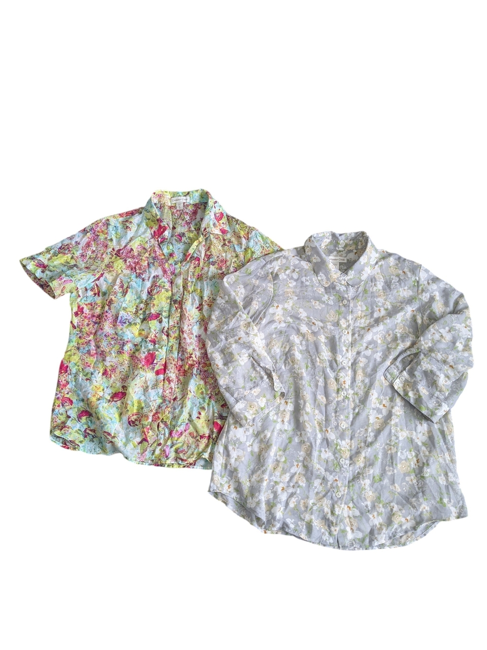 Set Of Two Floral Button-Down Women's Tops Size XL
